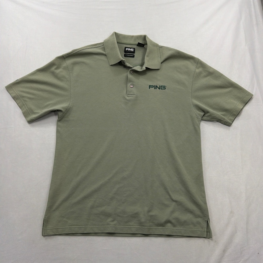 Ping Polo Shirt Dry Fiber Dynamics Micro Stripe Sage Green Mens Size M